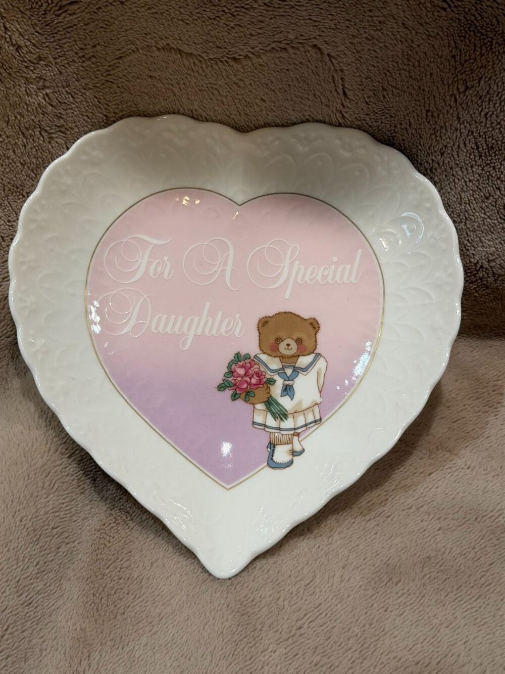 Vintage Mikasa Bone China Heart Trinket Dish For A Special Daughter Bear